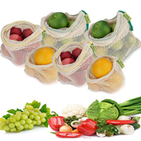 Bolsas de malla biodegradables reutilizables, productos ecológicos sostenibles para el almacenamiento de frutas