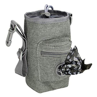 Dispensador de bolsas para caca de perro para caminar al aire libre, soporte para golosinas para mascotas, bolsa con cordón con correa ajustable