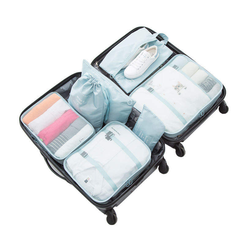 Logotipo personalizado, 6 uds., cubos de embalaje para viajes, juego de cubos de viaje plegables, bolsa de almacenamiento de equipaje ligera