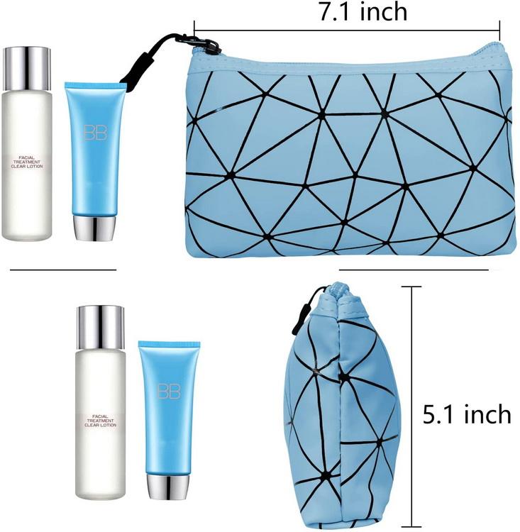 Bolsa de cosméticos de nuevo diseño, bolsa de maquillaje de lujo de cuero PU tridimensional, bolsa de aseo de viaje de etiqueta privada