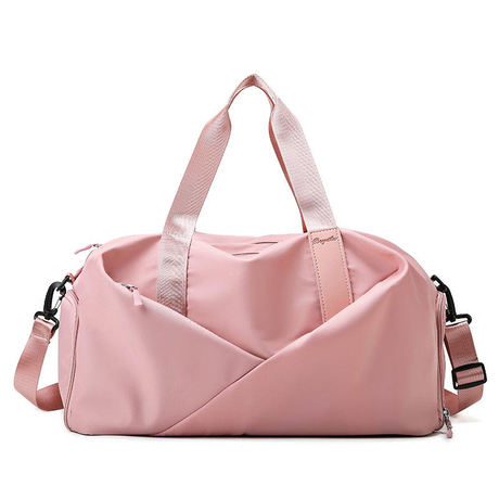 Bolso de gimnasio rosa con logotipo personalizado para mujer, impermeable, a la moda, bolso de mano, equipaje, bolso de viaje