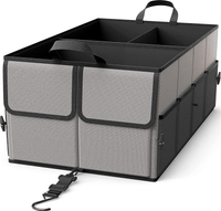 Venta caliente caja organizadora de coche organizador de maletero almacenamiento organizador de maletero de coche plegable de múltiples compartimentos con correas ajustables