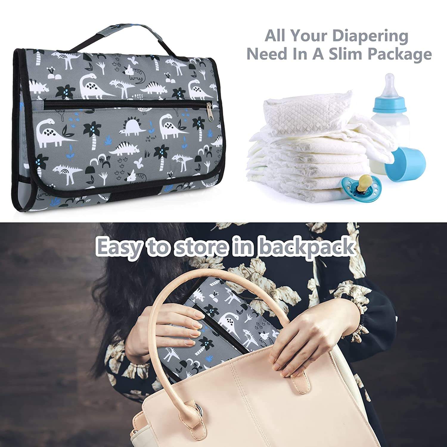 Cambiador de bebé personalizado plegable impermeable bolsa de pañales cochecito portátil cambiador de pañales de bebé