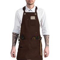 Trabajo multifuncional Chef Shop Delantales de tela BBQ Grillng Trabajo de madera 6 bolsillos Delantal de herramientas para hombres