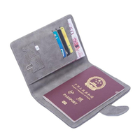 Organizador de tarjetero de cuero PU RFID surtido, funda de billetera de viaje para hombre, funda para pasaporte para viajes de negocios