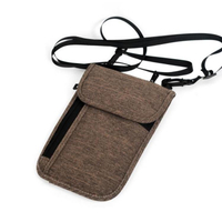 Cartera de cuello de bolsa de correa de viaje portátil personalizada con soporte de pasaporte de bloqueo RFID para hombres y mujeres