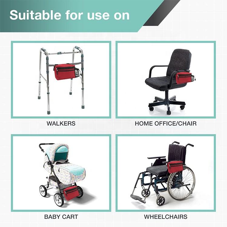 Precio bajo de fábrica, bolsa lateral para silla de ruedas, bolsa de accesorios de almacenamiento, bolsa de almacenamiento de medicina duradera