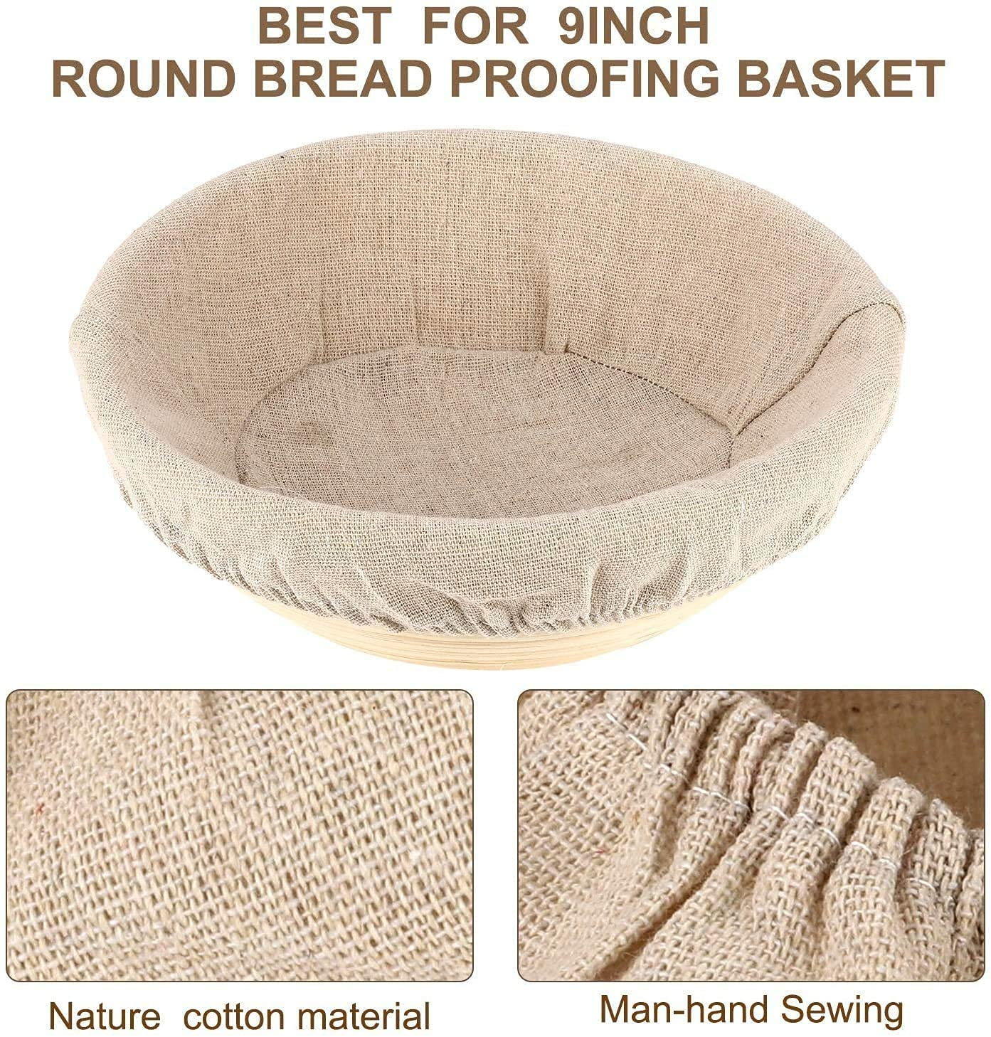 Cuenco reutilizable de prueba de pan redondo de algodón personalizado, cubierta de cesta para hornear para alimentos