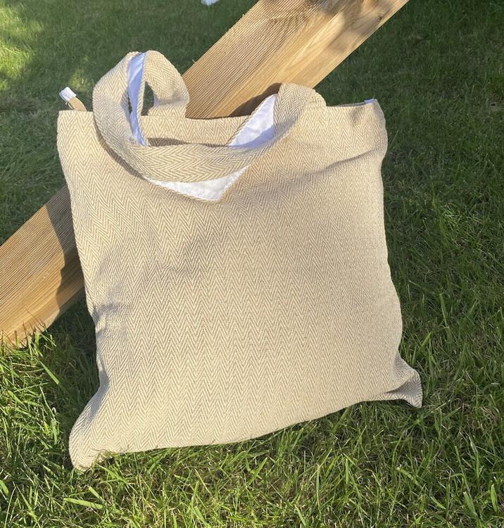 Logotipo personalizado, diseño orgánico ecológico, bolsas de lino para compras de viajes naturales, bolso de mano con estampado de arpillera
