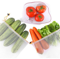Bolsas de malla recicladas lavables ligeras reutilizables respetuosas con el medio ambiente 100% biodegradables para frutas y verduras