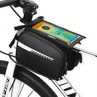 Bolsa de marco frontal de bicicleta de cuero PU impermeable al aire libre bolsas de tubo superior de bicicleta con soporte para teléfono móvil para ciclismo