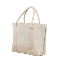Bolso de compras grande de gran tamaño a la moda, bolso de playa de lona, ​​bolsas de algodón con etiqueta privada personalizada