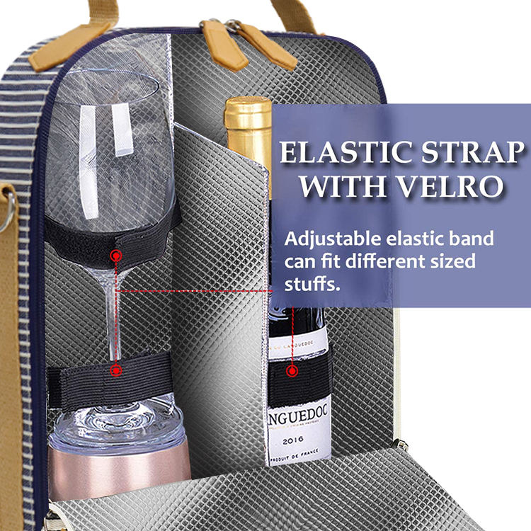 Crossbody portátil personalizado térmico champán vino tote bag hombro aislado impermeable 2 botella enfriador de vino
