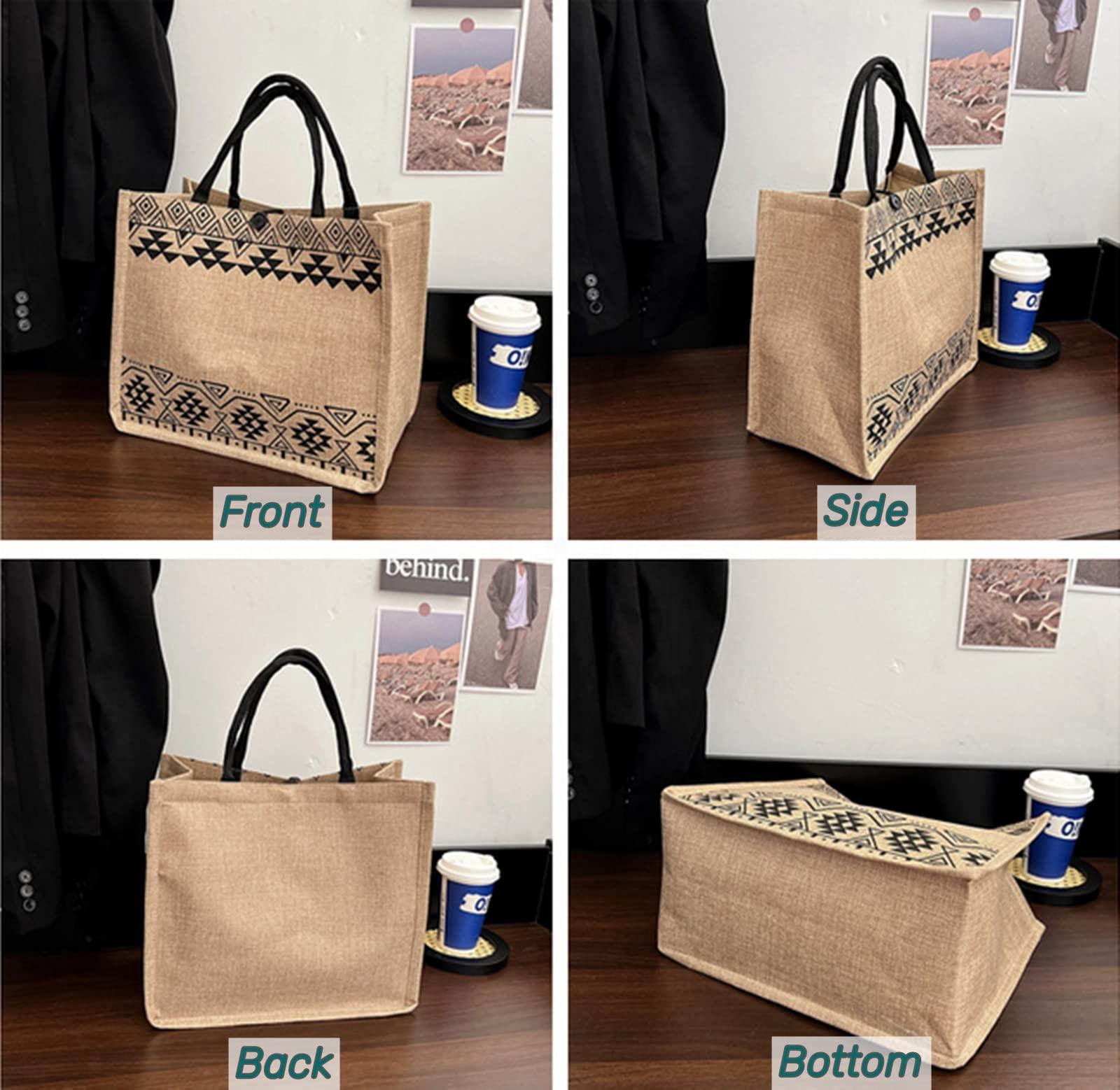 Venta al por mayor de bolsas reutilizables para compras de comestibles con asa en el mercado con bolsillo con cremallera para llevar bolsas de yute
