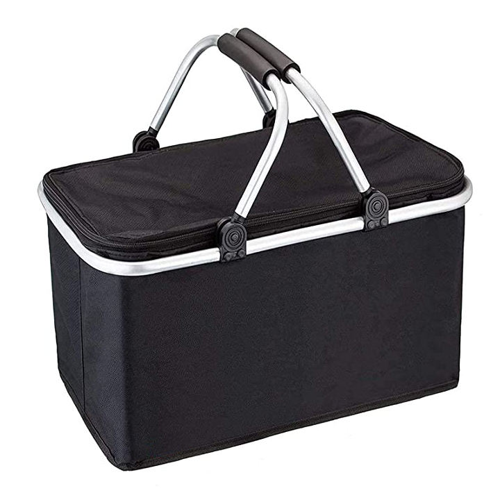 Enfriador de cesta de picnic aislado portátil grande para viajes cesta de enfriador de compras de mercado plegable a prueba de fugas