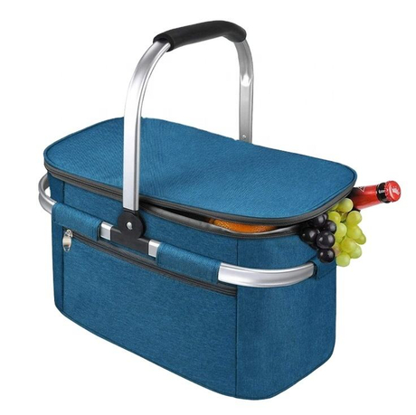 Bolsa de pícnic aislada con forro de PEVA de gran capacidad de 26L, cesta portátil para la entrega de alimentos y bebidas en la playa