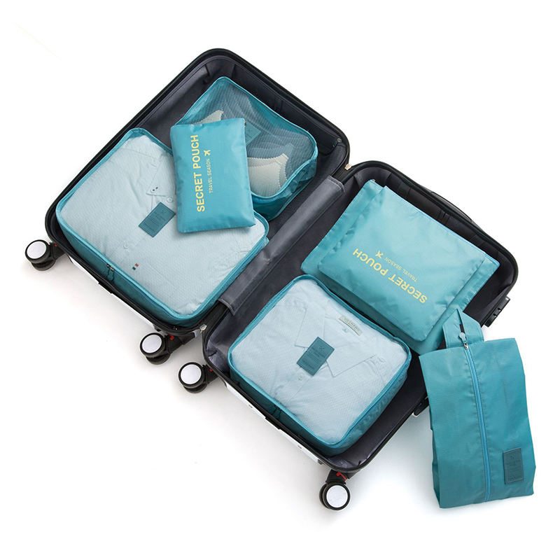 Cubos de embalaje personalizados de 7 piezas para viajes, organizador de viaje plegable, juego de cubos de embalaje para hombres y mujeres