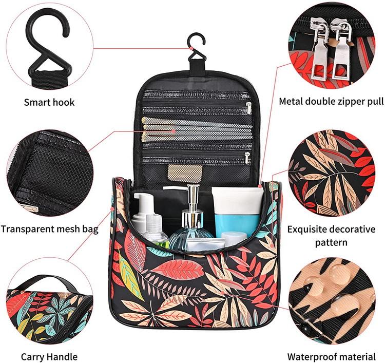 Bolsas de aseo cosméticas de lavado colgante con impresión personalizada, bolsa de maquillaje de moda impermeable de alta calidad, venta al por mayor para hombres