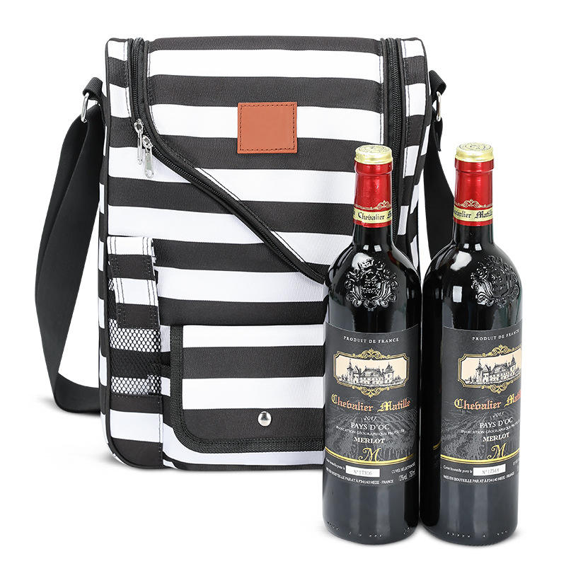 Bolsa de enfriador de vino personalizada BSCI, 4 botellas, nueva bolsa de vino cruzada de hombro para picnic al aire libre