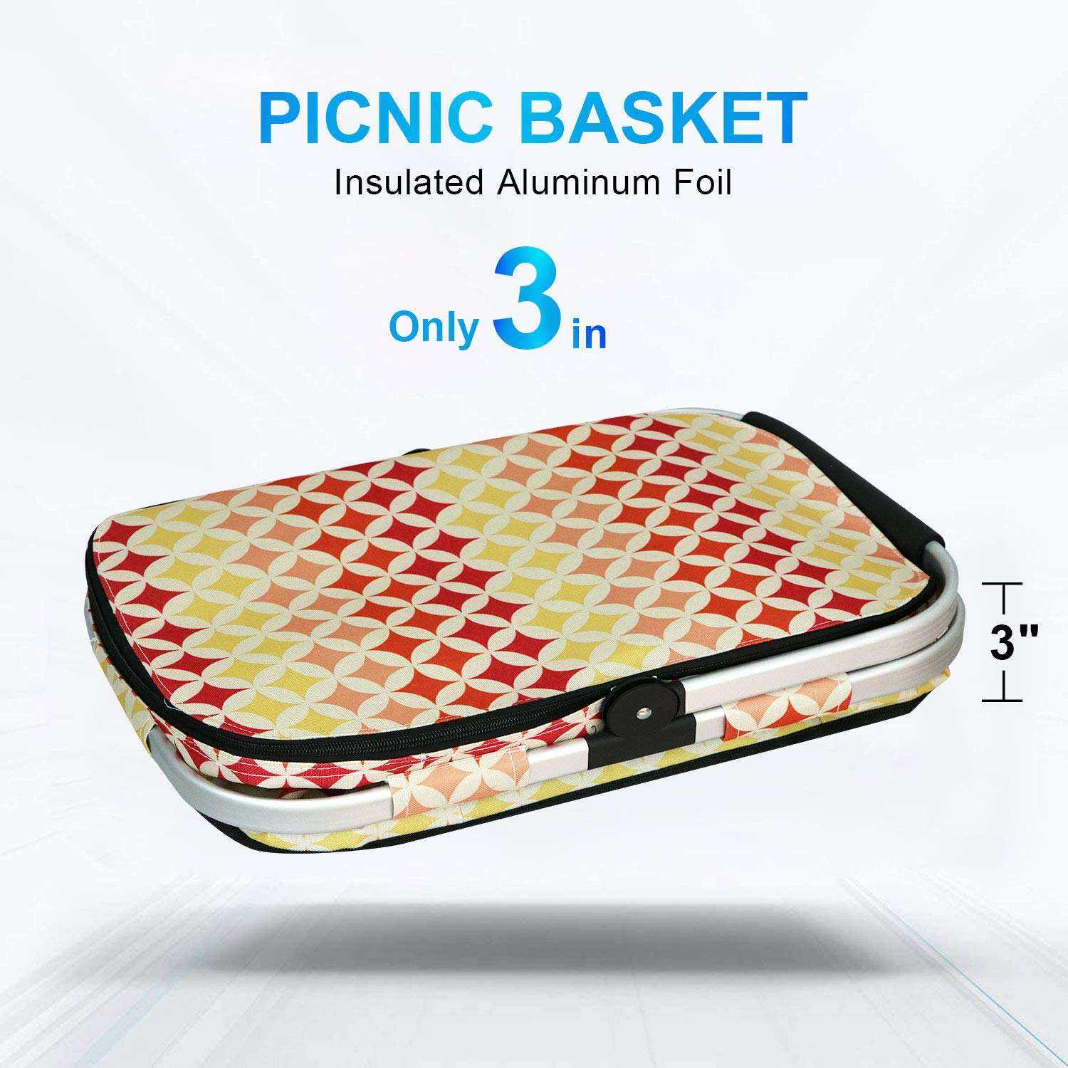 Cesta de picnic plegable portátil, enfriador aislado, cesta de picnic de playa para acampar
