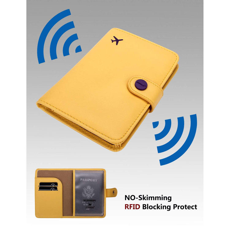 Billetera de pasaporte de avión con tarjetero RFID de cuero PU antirrobo