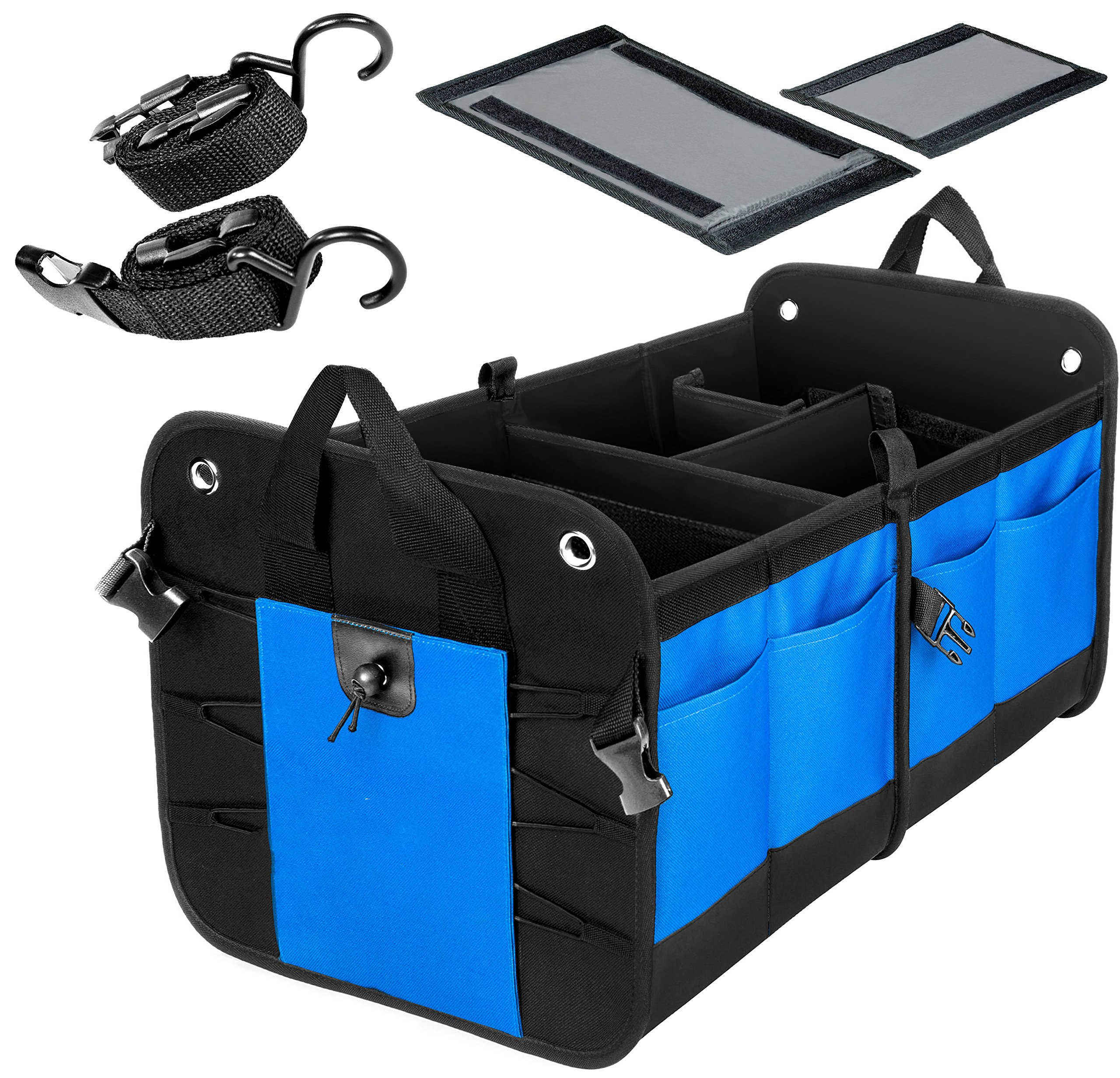 Organizador de maletero plegable de etiqueta privada grande, compartimentos múltiples portátiles, almacenamiento de maletero con bolsillos para carga de comestibles