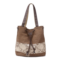 Bolso de mano de lona de gran oferta de Amazon, bolso con cordón y correa para el hombro para mujer, con bolsa de compras impresa