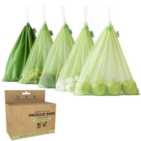 Bolsa de malla Ecology RPET, bolsa de malla lavable y reutilizable para frutas y verduras