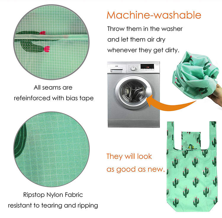 Bolsas de compras reutilizables plegables Ecológico Ripstop Impermeable Lavable a máquina Bolsas de compras ligeras