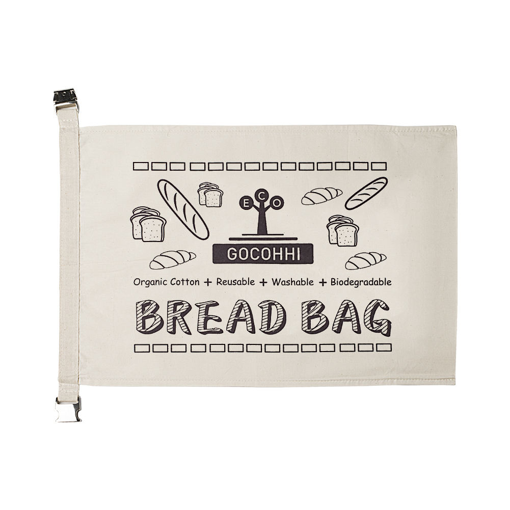 Bolsa de pan de algodón orgánico reutilizable certificada GOTS Bolsa de productos reciclados