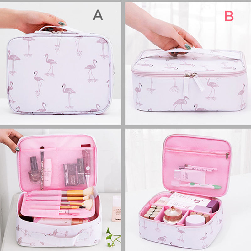 Bolso cosmético de viaje impermeable duradero de señora Pink Cosmetic Bag Oxford impreso personalizado