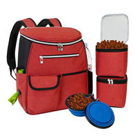 Mochila de viaje para perros con varios bolsillos, bolsa de almacenamiento de accesorios para perros de gran capacidad con cuencos plegables