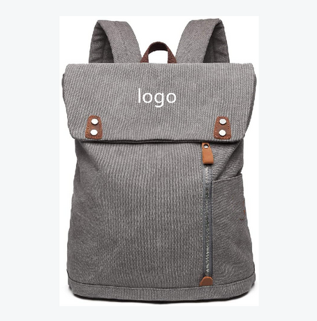 Mochila de lona vintage personalizada para hombres, mochila para portátil, escuela, viaje, senderismo, camping, gris