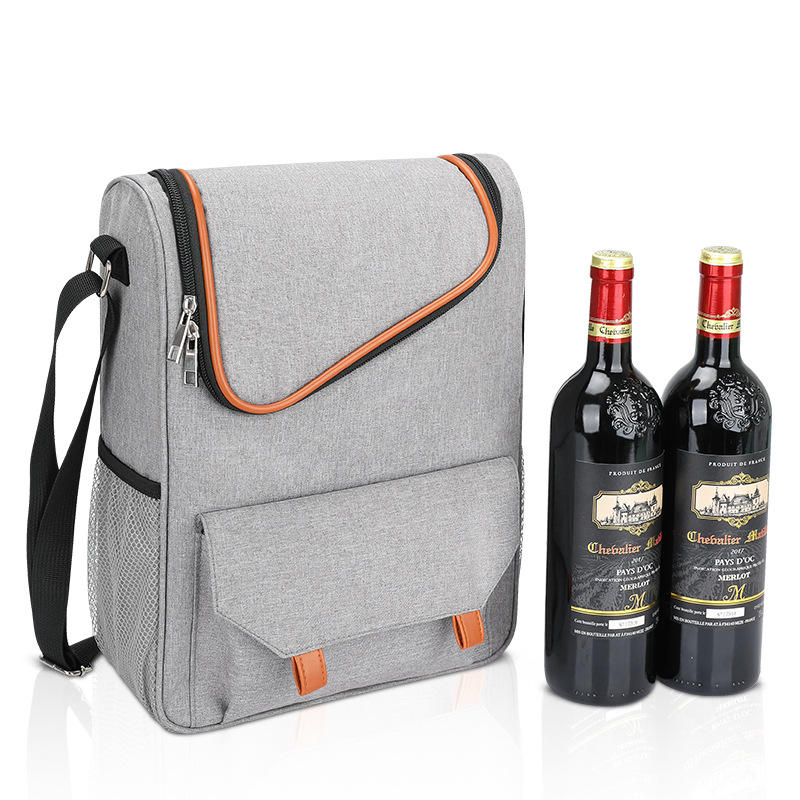 Bolsa de enfriador de vino personalizada BSCI 4 piezas Nueva comida campestre al aire libre una bolsa de vino de cuerpo cruzado