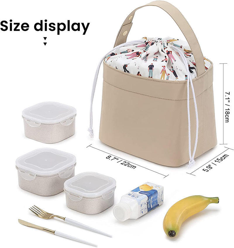 Bolsa de almuerzo con aislamiento térmico para niños, minibolsas refrigeradoras, trabajo escolar, Camping, bolsa de mano impermeable reutilizable con cordón