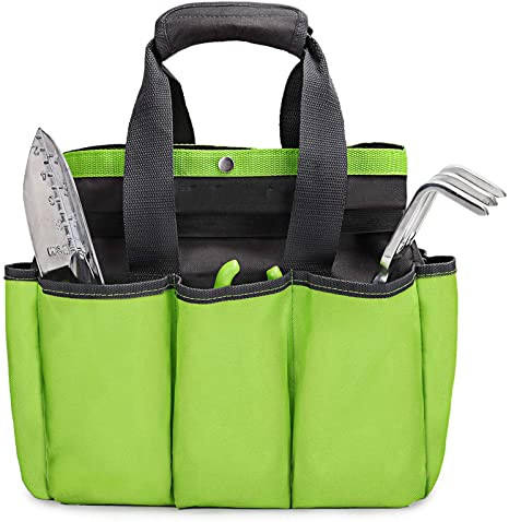 Bolsa de herramientas de jardín, bolsa de almacenamiento con 8 bolsillos, organizador para el hogar para jardinería interior y exterior, soporte para kit de herramientas de jardín