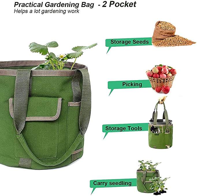 Herramientas de jardín personalizadas, bolsa de cubo, organizador de jardinería, bolsa personalizada, gran juego de almacenamiento de herramientas de lona resistente para jardinero
