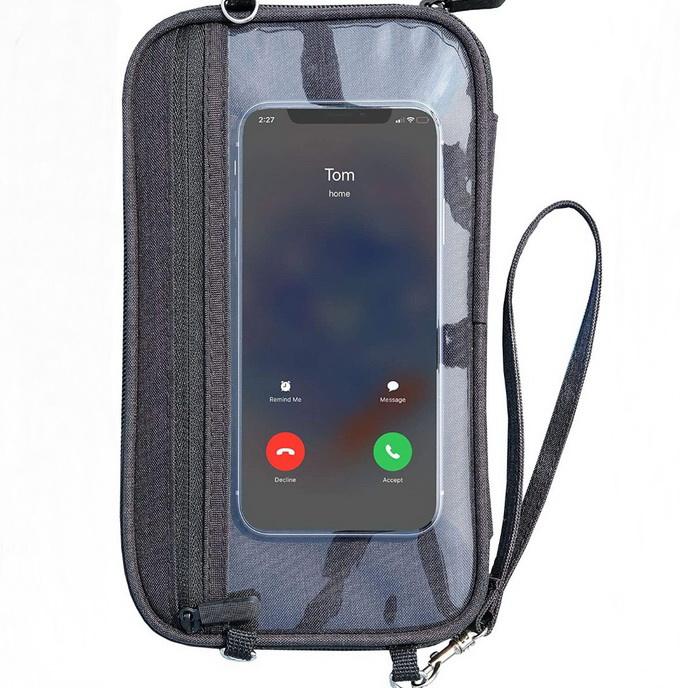 Porta pasaporte Monedero Organizador Cartera de viaje familiar Portatarjetas con bloqueo RFID con bolsillo con pantalla táctil para teléfono