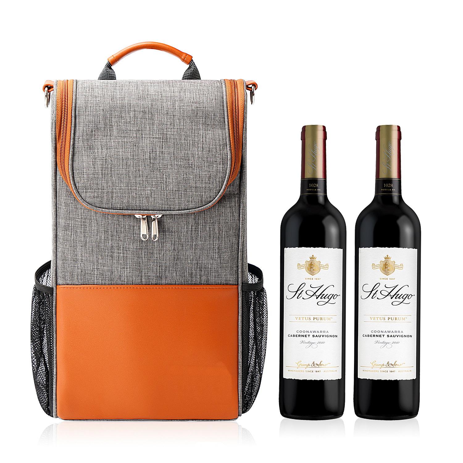 Bolsa de transporte de vino de 2 botellas, bolsa térmica para alimentos, bolsa de picnic impermeable