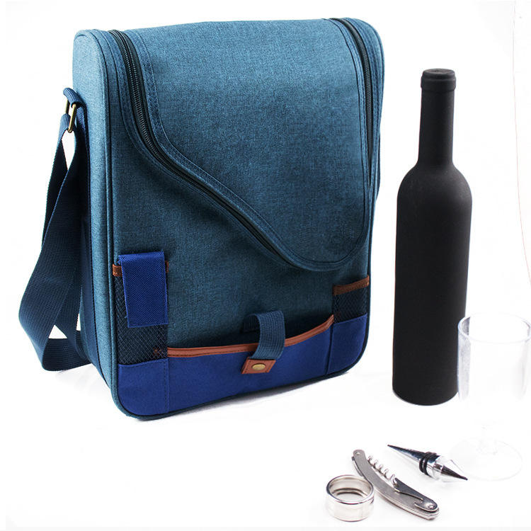 Bolsa refrigeradora de vino tinto multifuncional a la moda, portátil, bolsa de picnic de un solo hombro