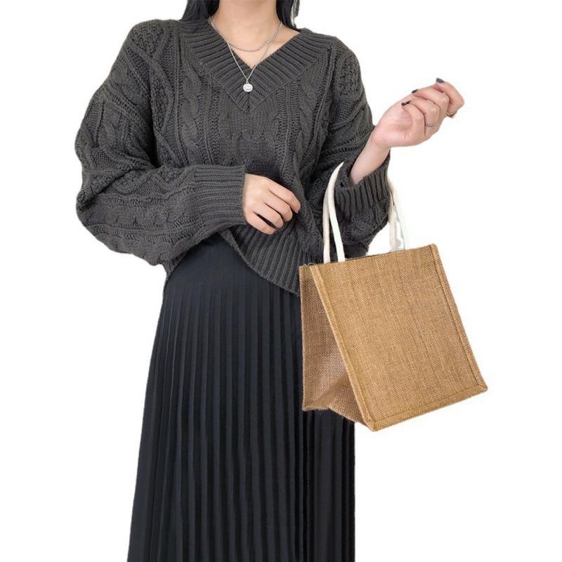 Bolsas de compras ecológicas para mujer, bolso de playa, bolsas de supermercado pequeñas de yute