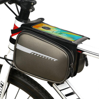 Bolsa de soporte de teléfono de bicicleta de cuero PU Vintage bolsas de tubo superior de marco impermeable con logotipo personalizado para ciclismo