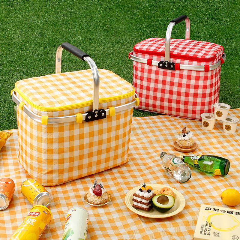 Cesta de picnic plegable promocional personalizada, cesta de nevera aislada plegable para picnic en la playa