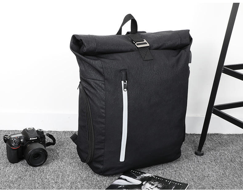Durable portátil de gran capacidad logotipo personalizado correa suave impermeable poliéster rolltop mochila bolsa para mochila unisex