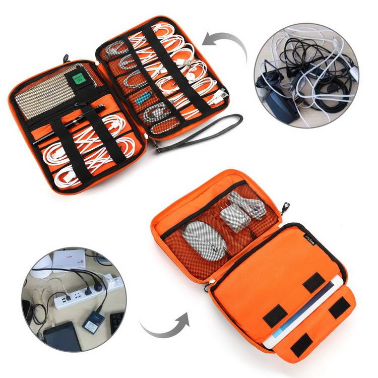 Bolsa organizadora de cables para accesorios electrónicos, bolsa impermeable para almacenamiento de cables de viaje