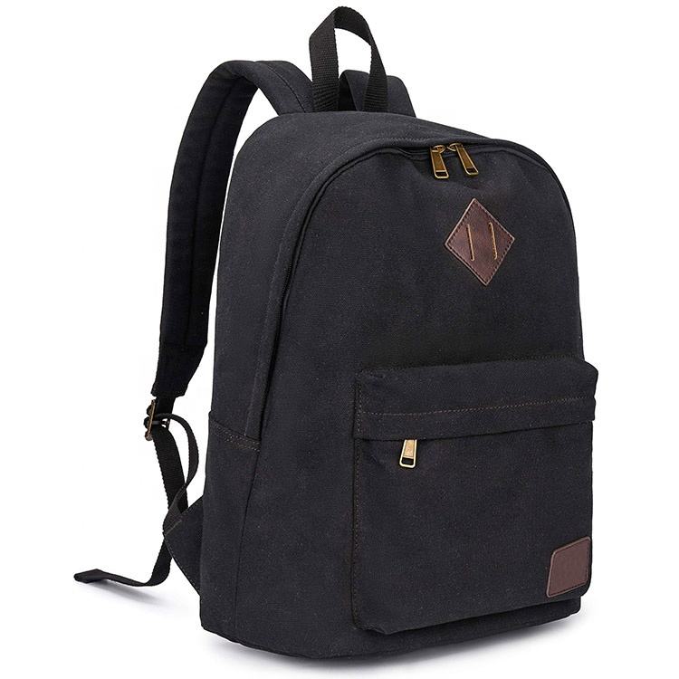Mochila plegable de algodón de lona negra multifuncional, bolsa de viaje para portátil duradera, mochila para hombres para la universidad