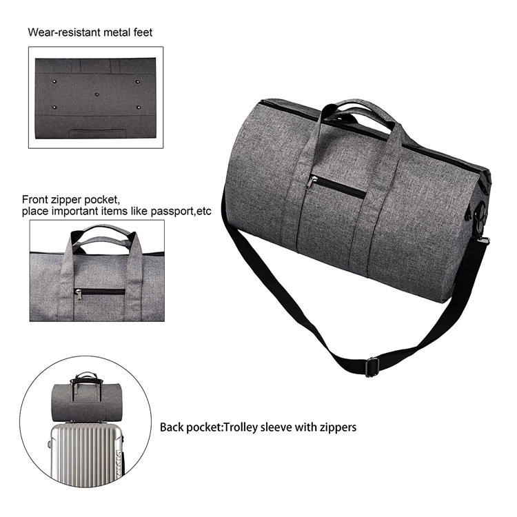 Premium Convertible plegable viaje viaje equipaje de mano Duffle ropa bolsa cubierta lujo personalizado traje viaje Duffel Bag