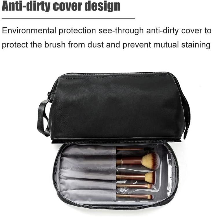 Recién llegado, bolsa de viaje de aseo de doble capa, bolsas de cosméticos de etiqueta privada de poliéster impermeable, bolsa de maquillaje para herramientas