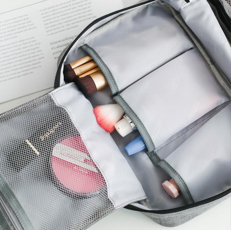 Bolsa de cosméticos portátil barata promocional RPET, bolsas de maquillaje con cremallera, artículos de tocador personalizados, bolsa de maquillaje con uso múltiple