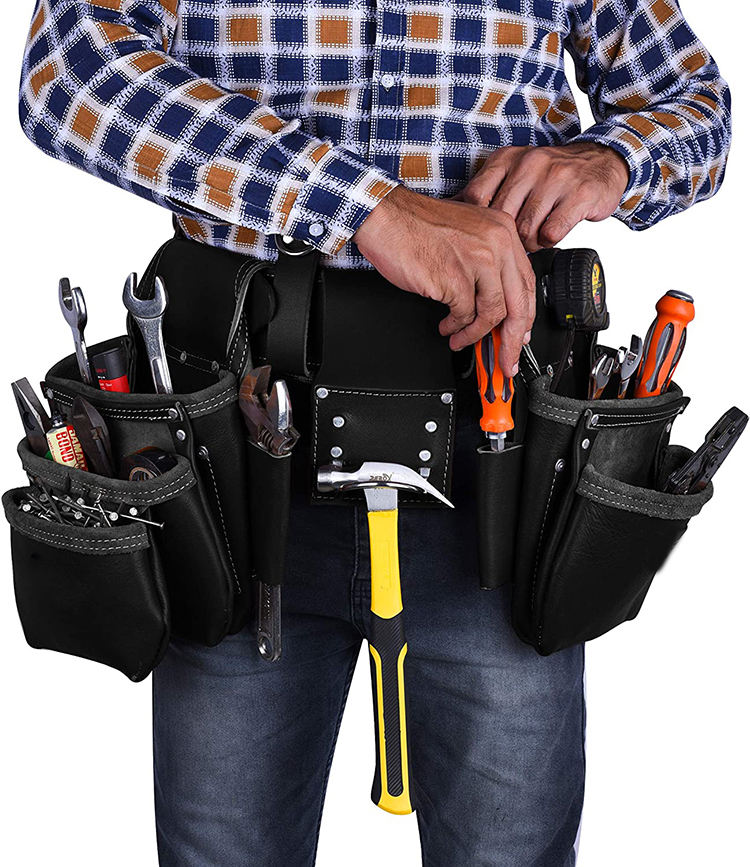 Bolsa organizadora de herramientas profesional, bolsa de cuero con herramientas, cinturón para carpinteros